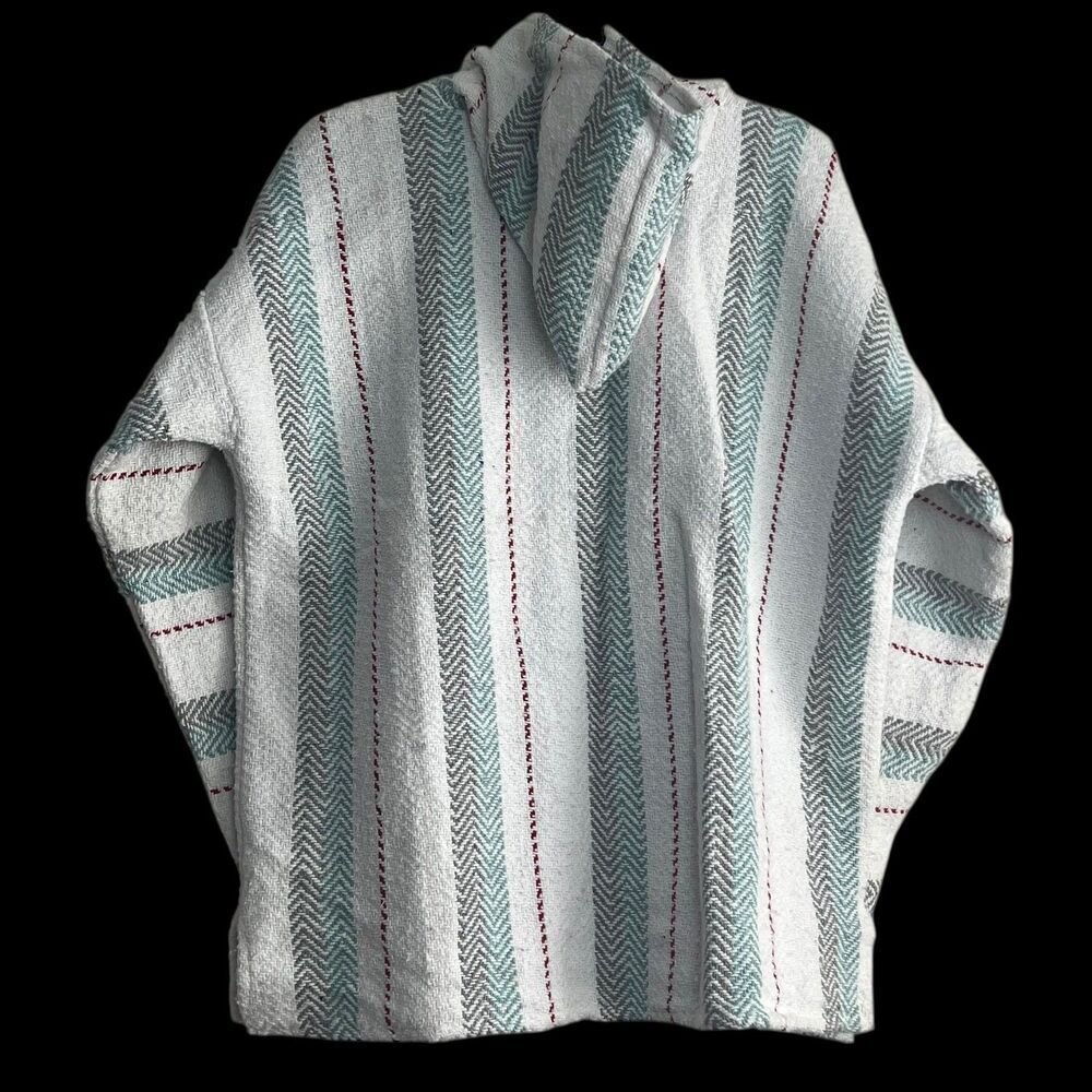 Baja Sol Textiles Adult XL Pullover Hoodie Baja Mexican Poncho Multicolor - Picture 2 of 11